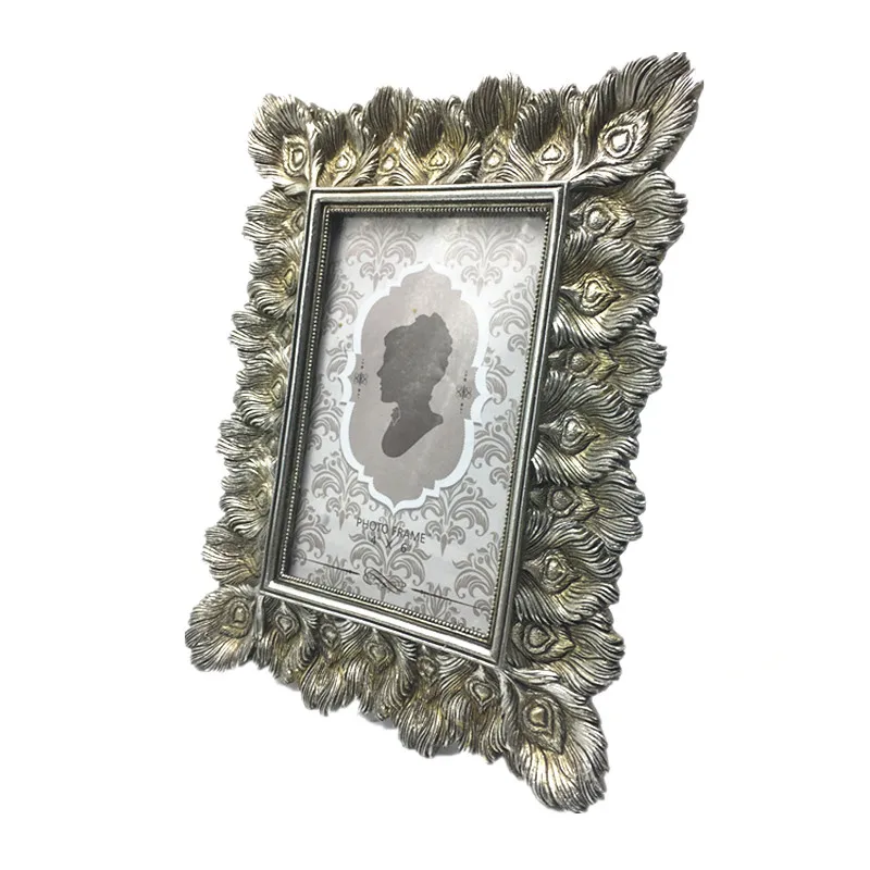 Custom Home Decoration Feather Silver Gold Photo Frame Picture Frame For Wedding Party Birthday Gifts