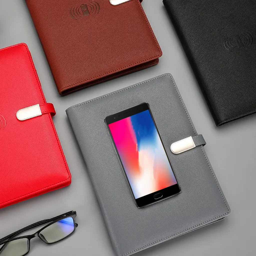 Hot Selling Custom Led Light Logo A5 Size 8000Mah Wireless Power Bank Diary Notebook With Usb