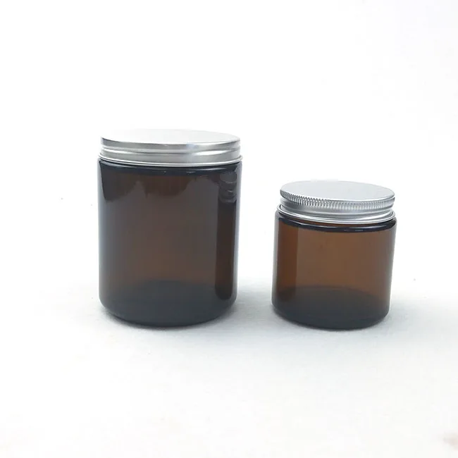 8oz 250ml amber glass jar with metal lid