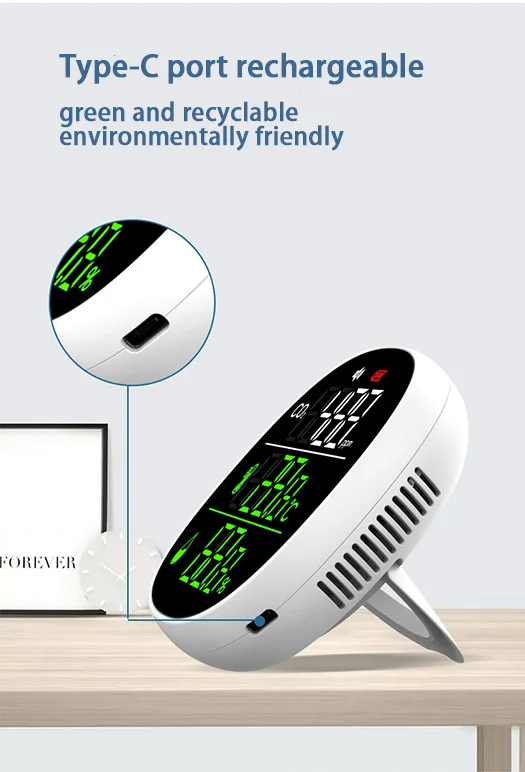 Mini Portable Rechargeable Infrared Sensor Digital Gas Humidity Carbon Dioxide Meter Alarm Co2 Meter Monitor Detector Instrument