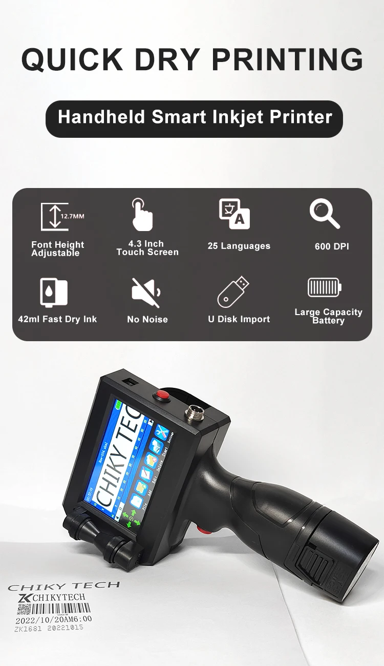 High Quality 600dpi Expiry Date Code Inkjet Printer Digital Inkjet Handjet Mini Portable Printer