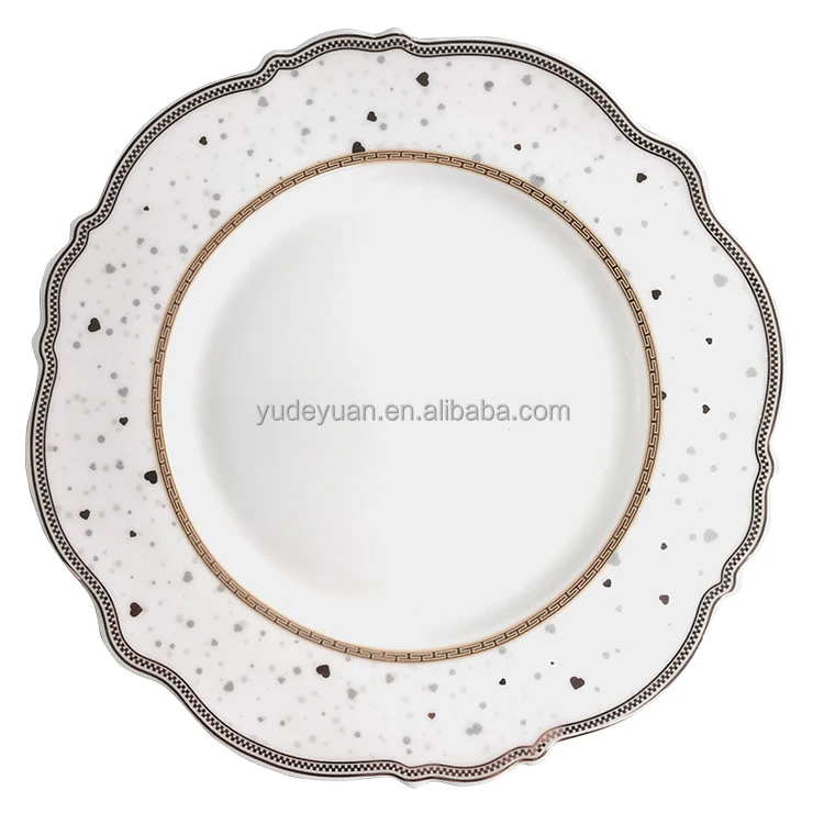 Оптовая продажа, фарфор с изысканным дизайном в форме цветка, фарфор, 10,5 дюйма, набор фарфоровых тарелок ручной росписи, керамика для ужина