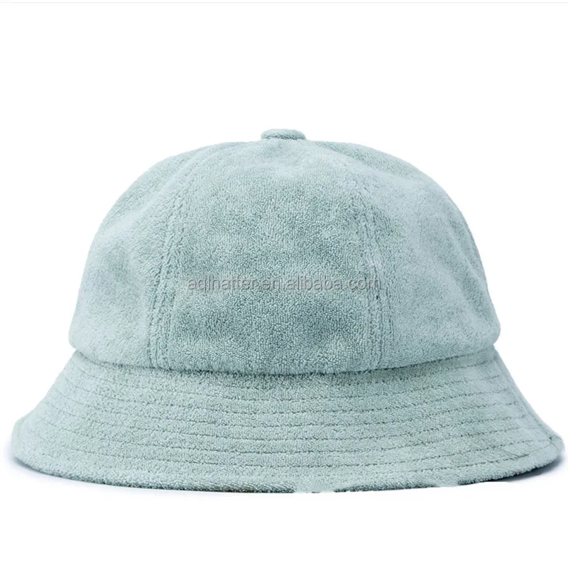 wholesale high quality unisex 100% Polyester bucket hats terry towel cloth blank plain bucket hat