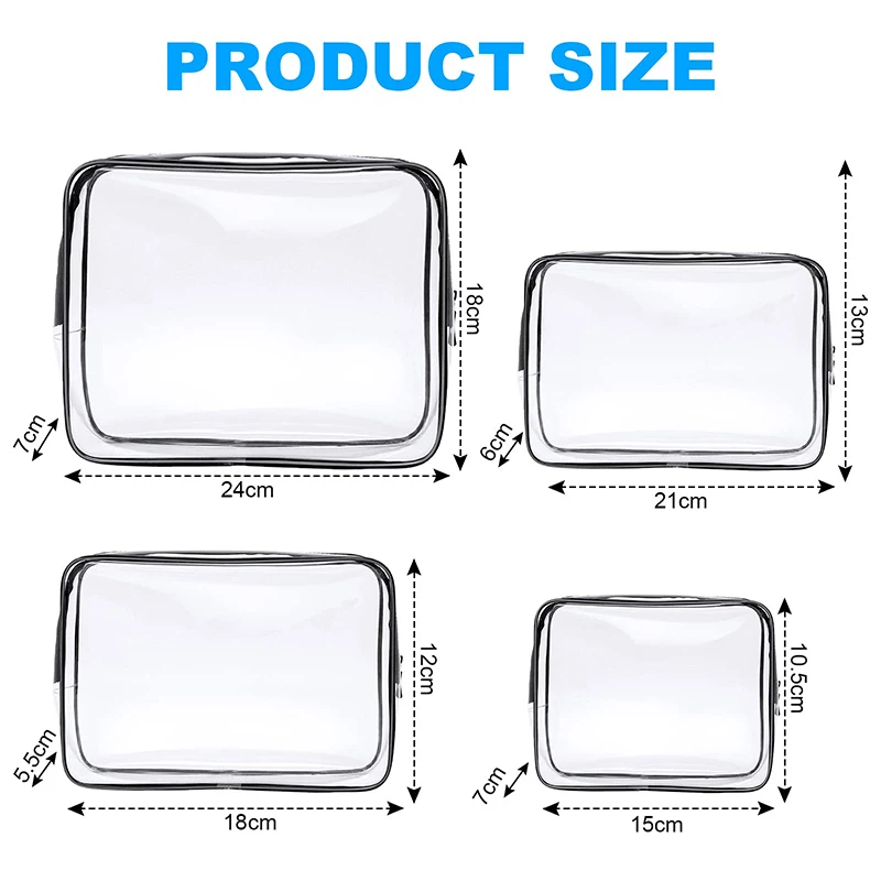 Custom Logo Makeup Bag Toiletry Bag Men Women Travel Sets Clear Zipper PVC Cosmetic Bag