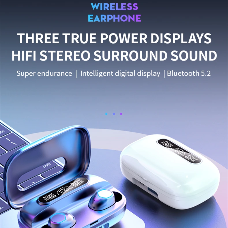 New Game Sports Blue Tooth Touch Headphones Tws In-ear Mini Earbuds Headphones Digital Display Power Bank for Iphone