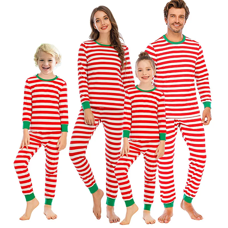 Winter Men Women Kids Outfits Casual Homewear Children Two Piece Pajama Set Family Nightwear Cotton Christmas Pyjama Sleepwear