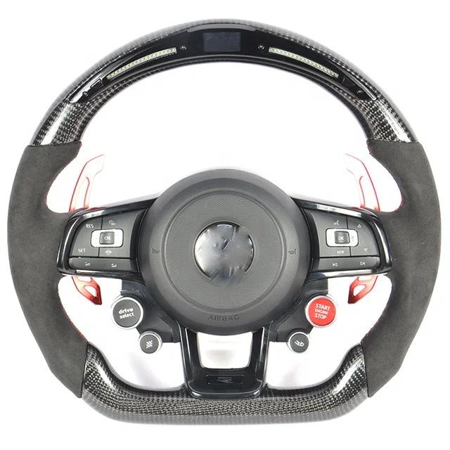 Customized Car LED Carbon Fiber Steering Wheel For Volkswagen 2014-2020 GOLF GTI One-Touch Start Steering Wheel