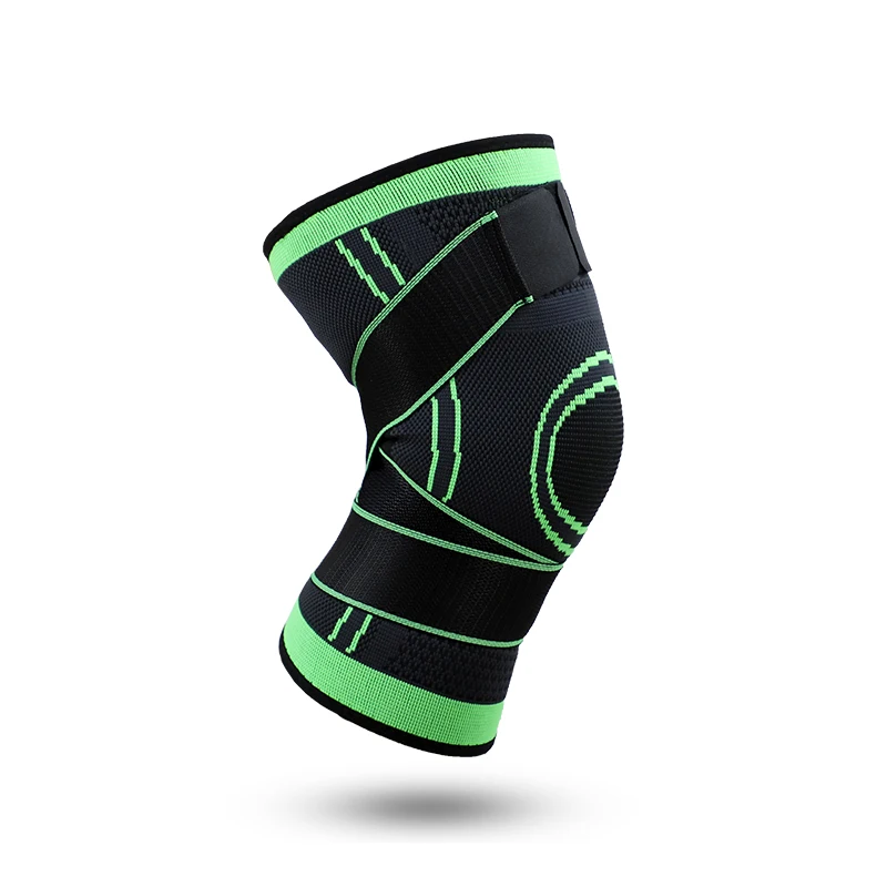 3d Knitted Elastic Nylon Knee Support Sleeve Compression Sports Knee Brace With Belt