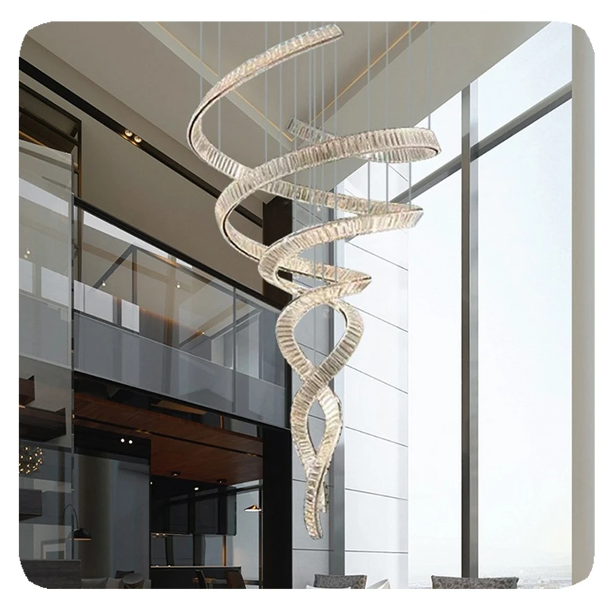 2025 Custom hotel chandeliers pendant lights led design luxury staircase high ceiling hanging modern beads crystal chandelier