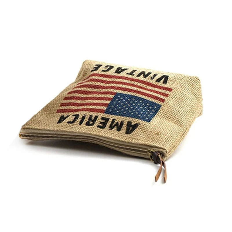 Ламинированная Сумка-клатч из джута на молнии с принтом флага