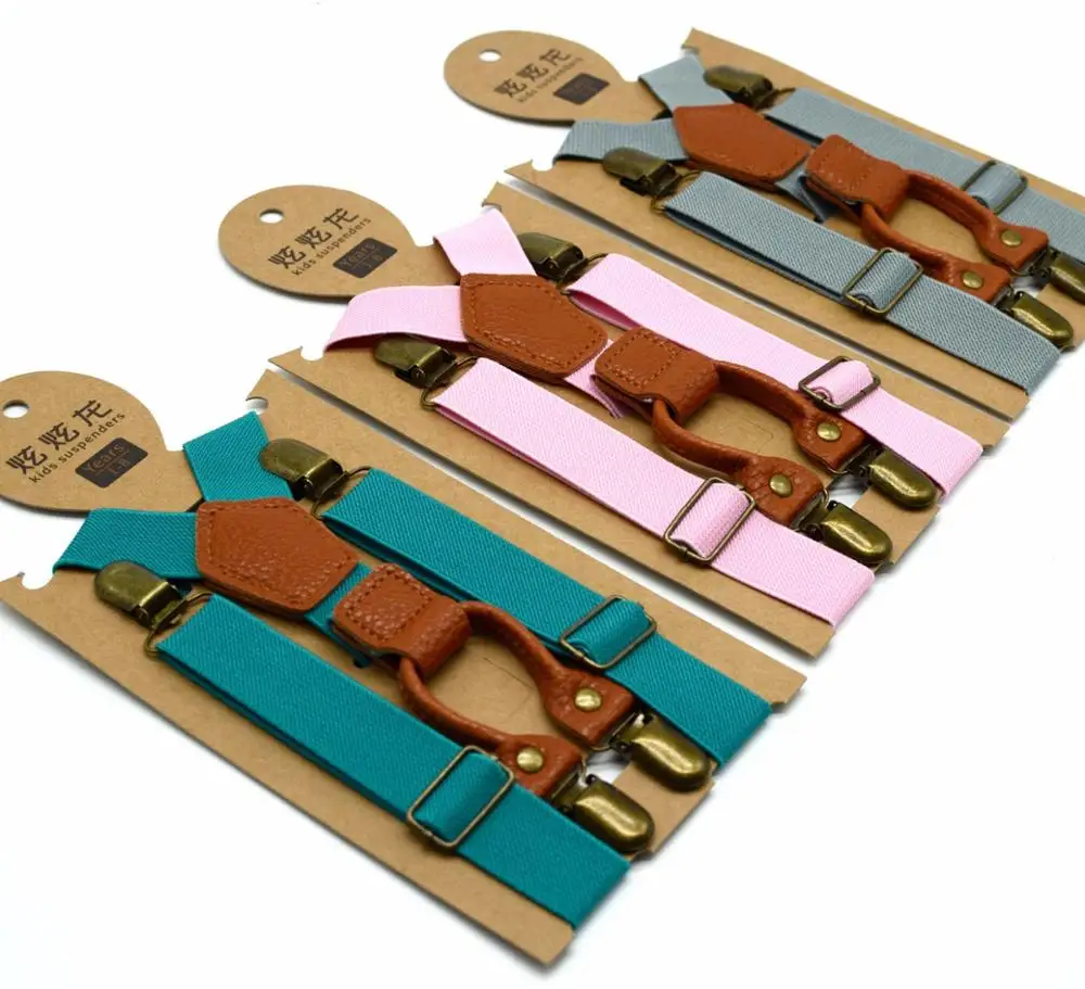 
2019 Hot Sale 4 Clips+Tie Adjustable Colorful Baby Boys And Girls Suspenders 