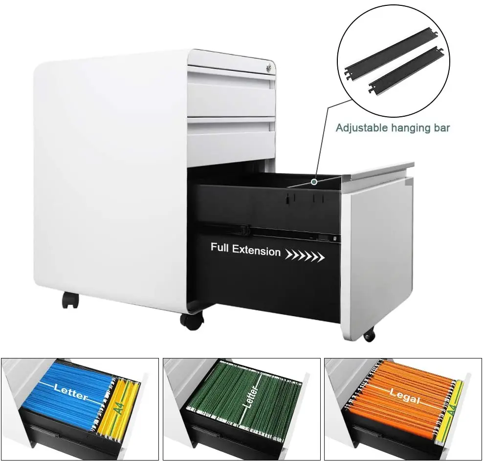Credenza bassa Office equipment 3 Drawers metal mobile file cabinet all steel file pedestal mobile metal pedestal drawer cabinet
