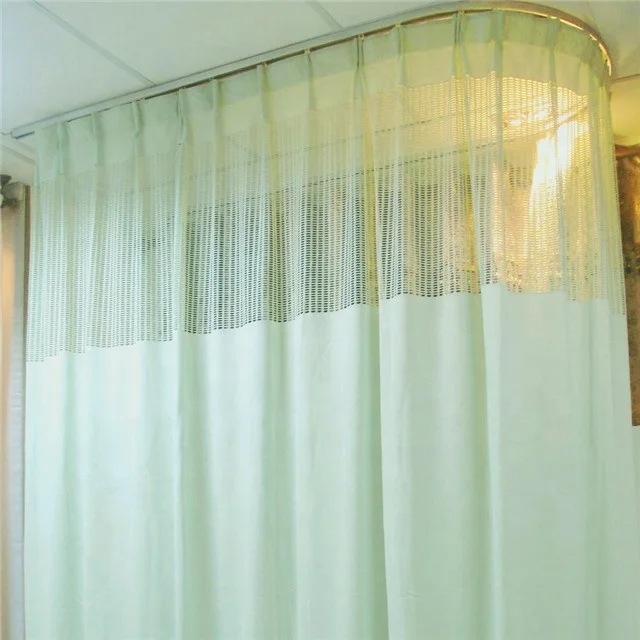 Washable flame resistant 100% polyester pinch pleated ready made antibacterial hospital curtain