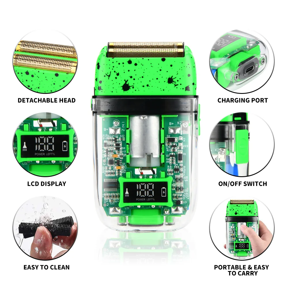 PRITECH Portable Travel USB Rechargeable Beard Shaving Machine Twin Blade Foil Shaver Electric Customized Male Face 2 Hours 3W