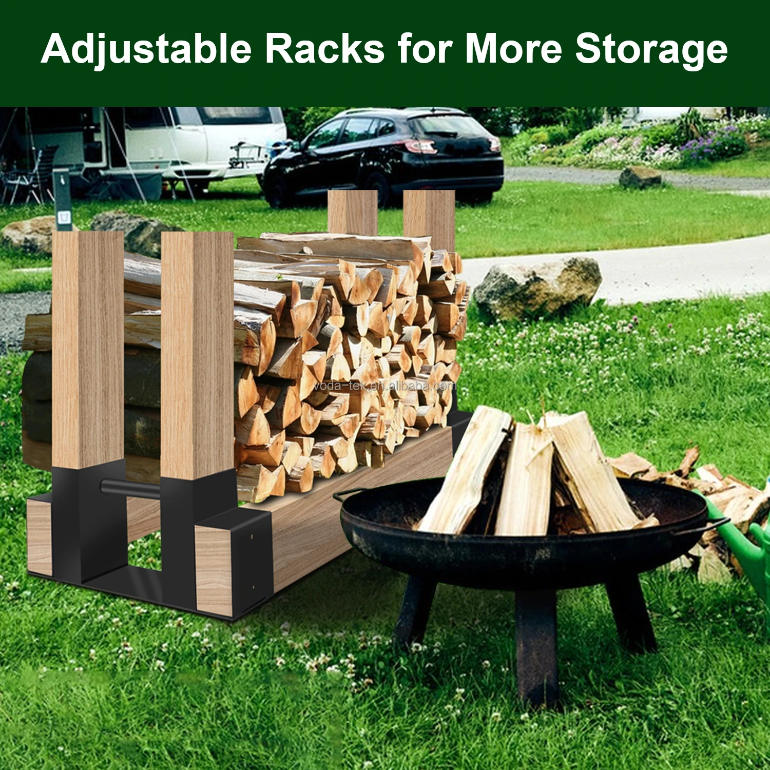 2 PCS Firewood Rack for Outdoor Firewood Storage Metal Lumber Storage