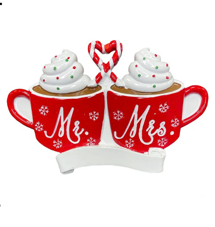 Mr and Mrs Hot Cocoa Personalized Christmas Ornament First Christmas Married Ornament  Newly Married Couple Ornament