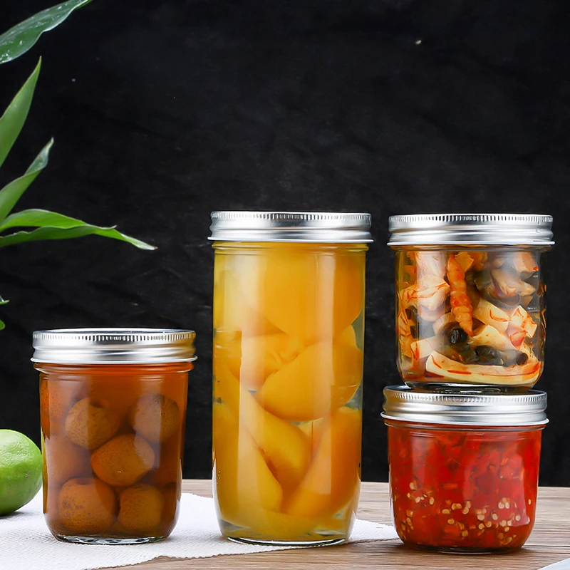 Оптовая продажа от поставщика стеклянная банка для хранения пищевых продуктов с широким горлышком