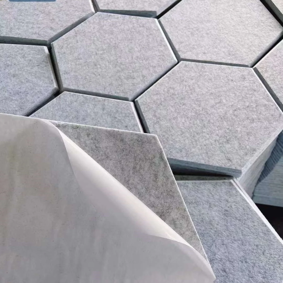 Sound Absorption 100% PET Buy Acoustic Panels Anti Noise Material Black Hexagon Polyester Acoustic Panel