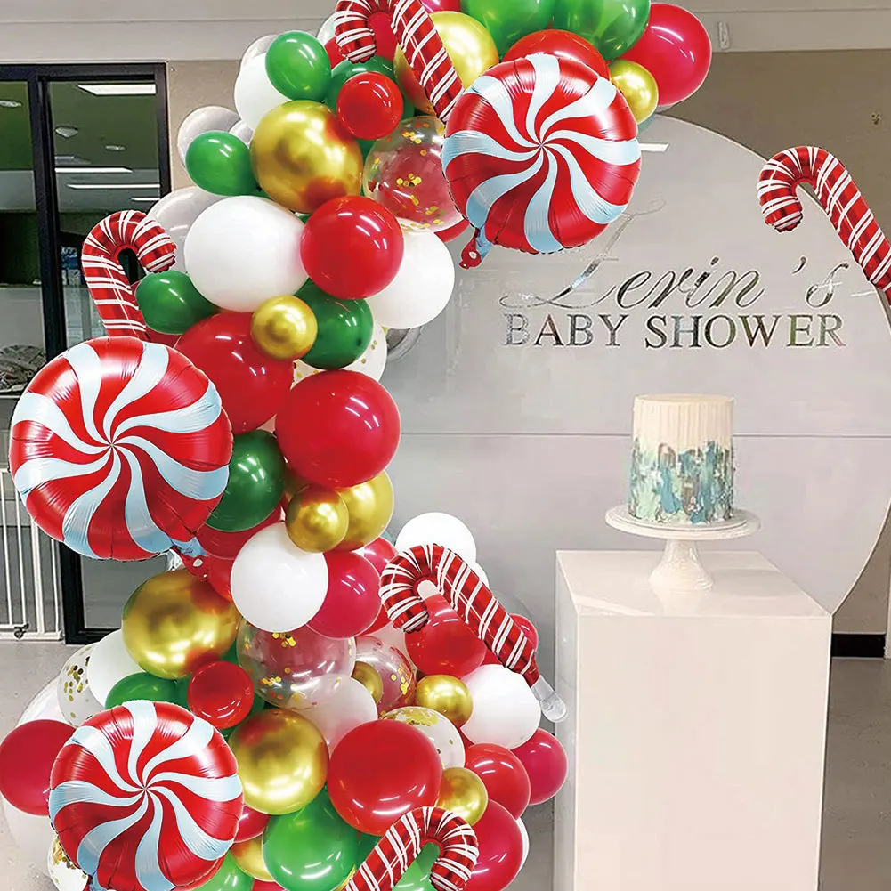 Christmas Candy Party Aluminum Film Set Balloon Christmas Party Supplies Red Green Balloon Party Decoration Arch