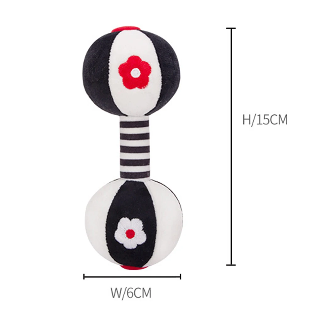 Sensory Toys for baby Newborn Black and White Toy Sof Handing Rattles Shaker Set Toddler Maracas Dumbbells Built in Bell Plush