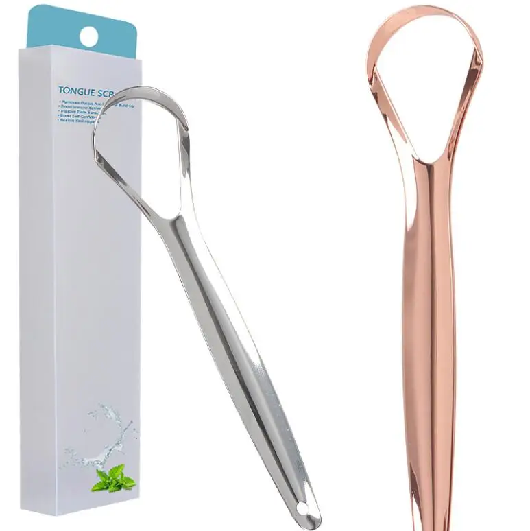 best seller stainless less metal rose gold tongue scraper cleaner for adult and kids