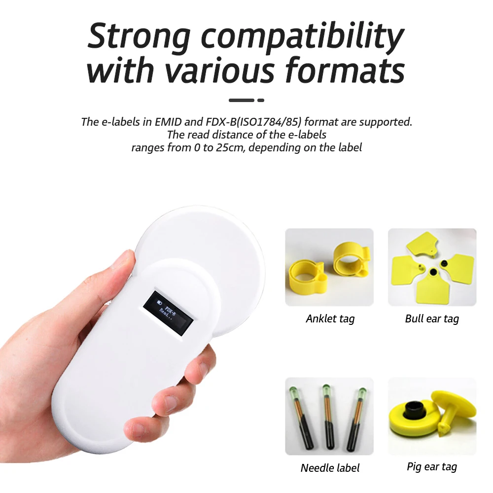 Animal chip scanner ear tag small mini RFID pets microchip scanner RD-W90