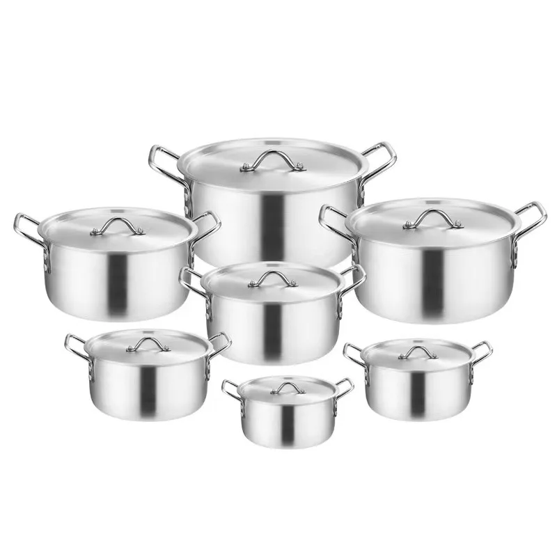 High Quality 7pcs 14/16/18/20/22/24/26cm Aluminium Cookware Set Pot Wok With Anti-scald Handle