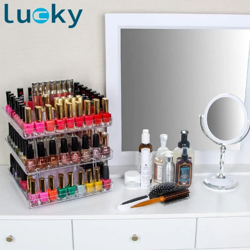 Retail Modern Acrylic Makeup Shelf Counter Cosmetics nail polish display stand for wholesale