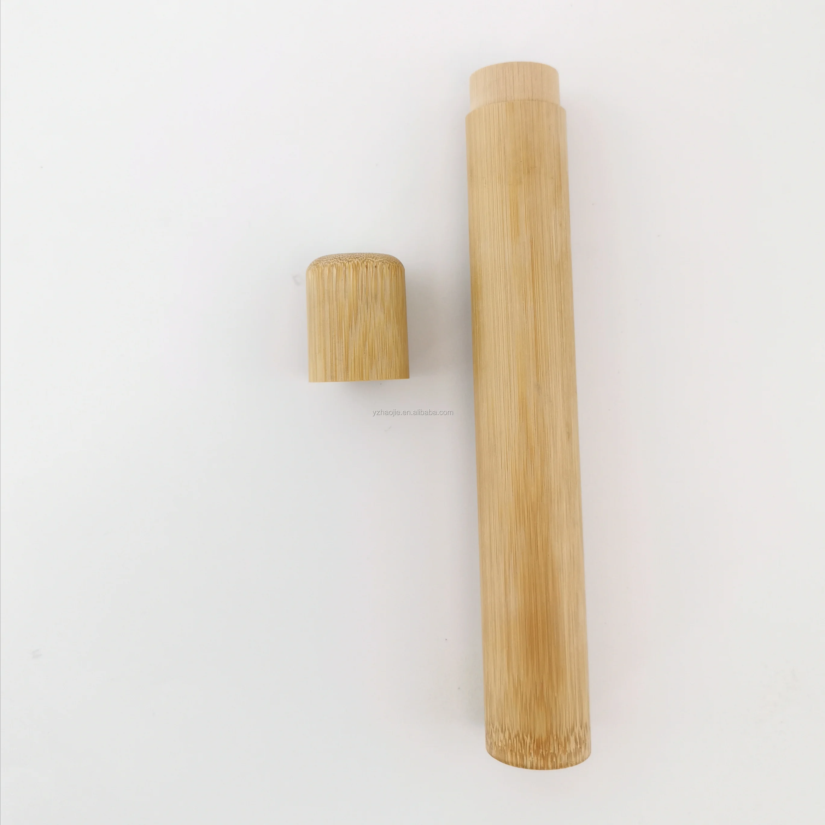 OEM available portable bamboo toothbrush tube case