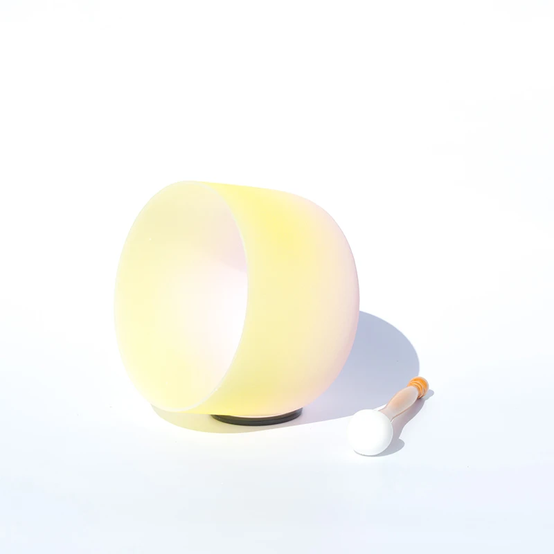 8 Inch Pink Yellow Color Note E  Crystal Singing Bowl Factory Supply Chakra Sound Healing Bowl