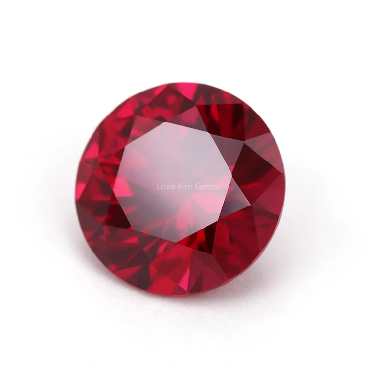 China factory wholesale 3A grade 5# red ruby synthetic corundum 3.0mm-10.0mm round brilliant cut loose corundum