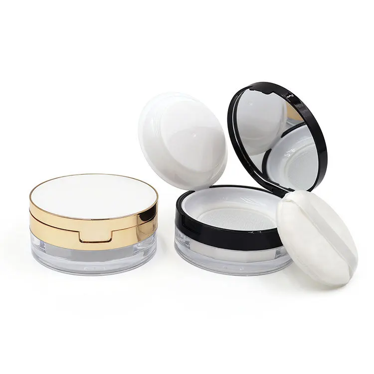 Custom logo Spot goods Double elastic mesh 20g Loose powder box with Flip lid and mirror
