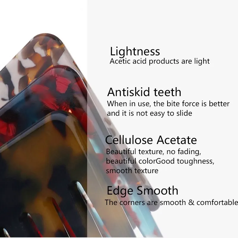 wholesale Fashion custom anti-static pocket resin cellulose detangle acetate hair wide tooth comb with logo