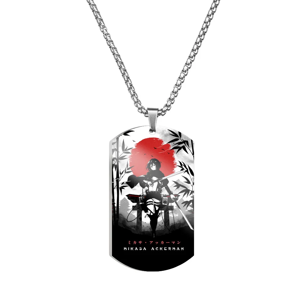 34Designs Retro Anime One Side Printing Attack on Titan Japandi Alan Yeager Metal Keychains Accessories NeckLace Tag