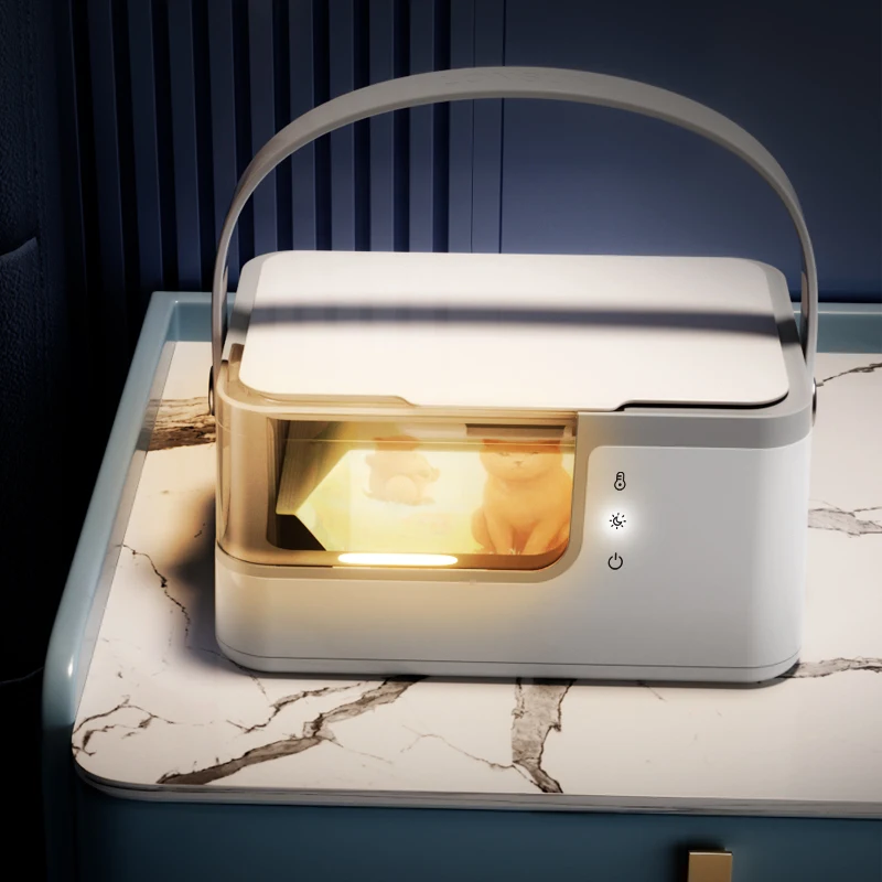 White Custom LOGO 2 Level Heating travel smart baby wet wipes dispenser Baby Wipe Warmer with Nightlight