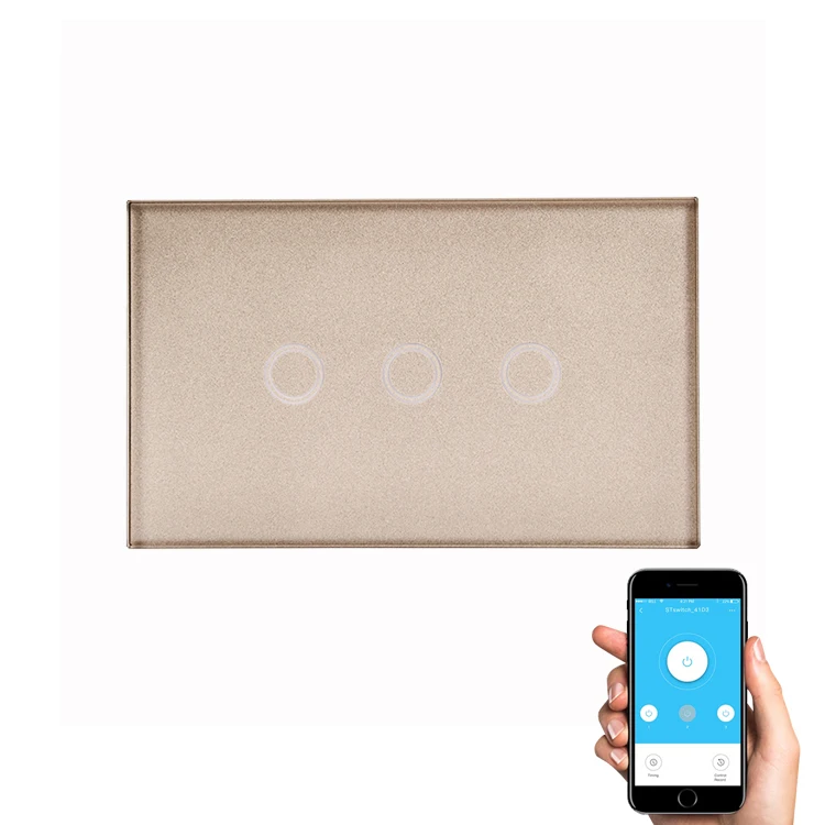 Настенный выключатель Smart Home с функцией таймера сенсорный LED-переключатель в итальянском стиле поддержкой Wi-Fi 3 клавиши