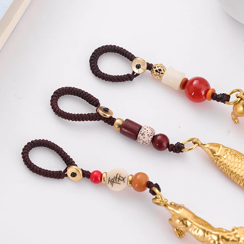 Good luck koi key chain brass fortune fish carp more than every year pendant Koi pendant gold jade pendant