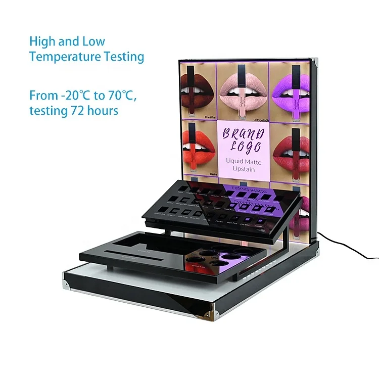 APEX Led Countertop Lipstick Display Stand Makeup Display Stand Cosmetic Store Display Rack With Led Lights