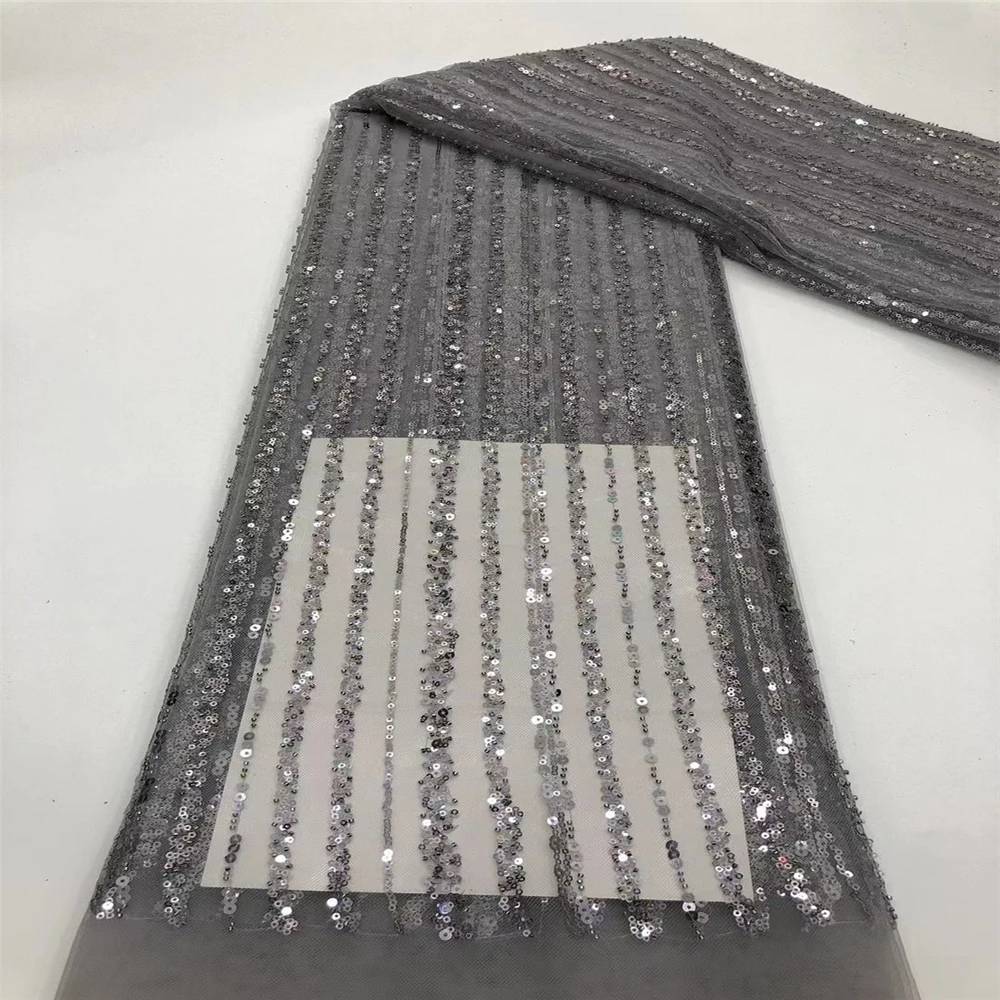 New Nigerian French lace black funeral fabric transparent mesh 5 yards