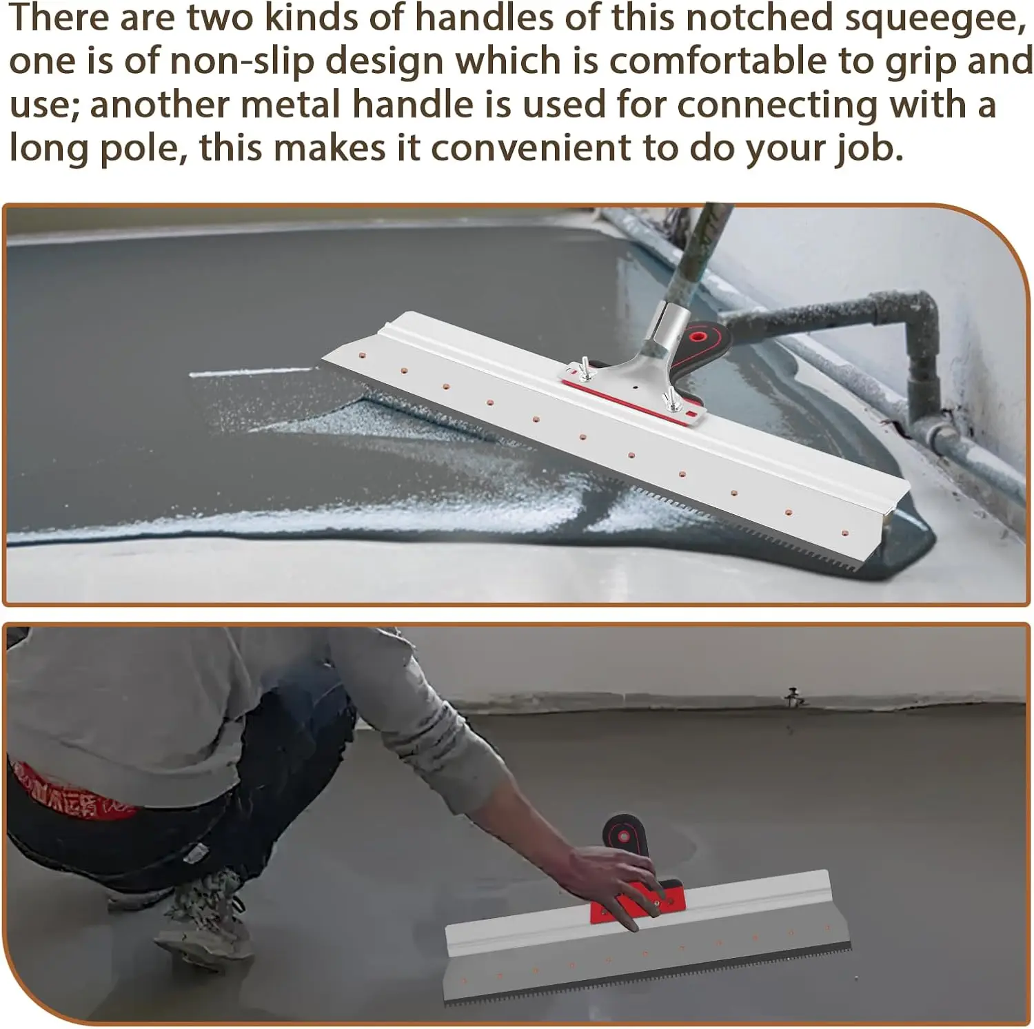 Master Notched Squeegee Self-leveling Epoxy Floor Squeegee Drywall Smoother Straight With Angled Handle  Floor Levling Tools