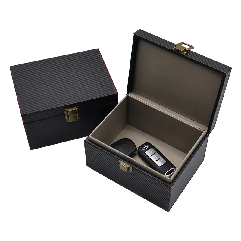 Black PU Leather Key Wallet with RFID Signal Blocker Box Factory Car Keyless Anti-Theft Faraday Box
