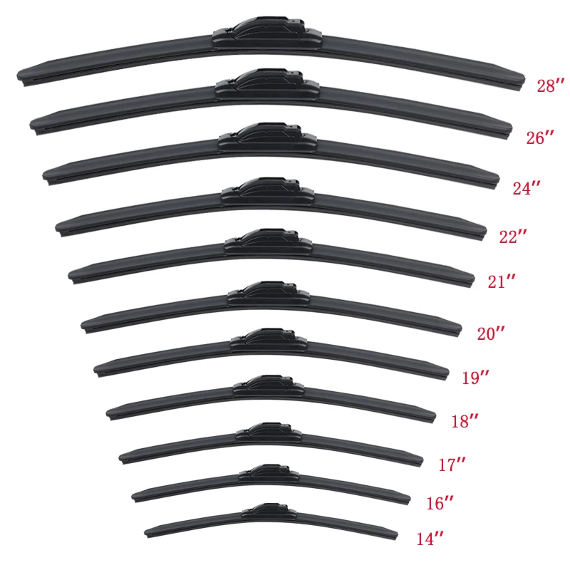 Universal Silicone Auto Parts 22/19 Inches Flat Window Windshield Wiper Blade for Various Vehicles