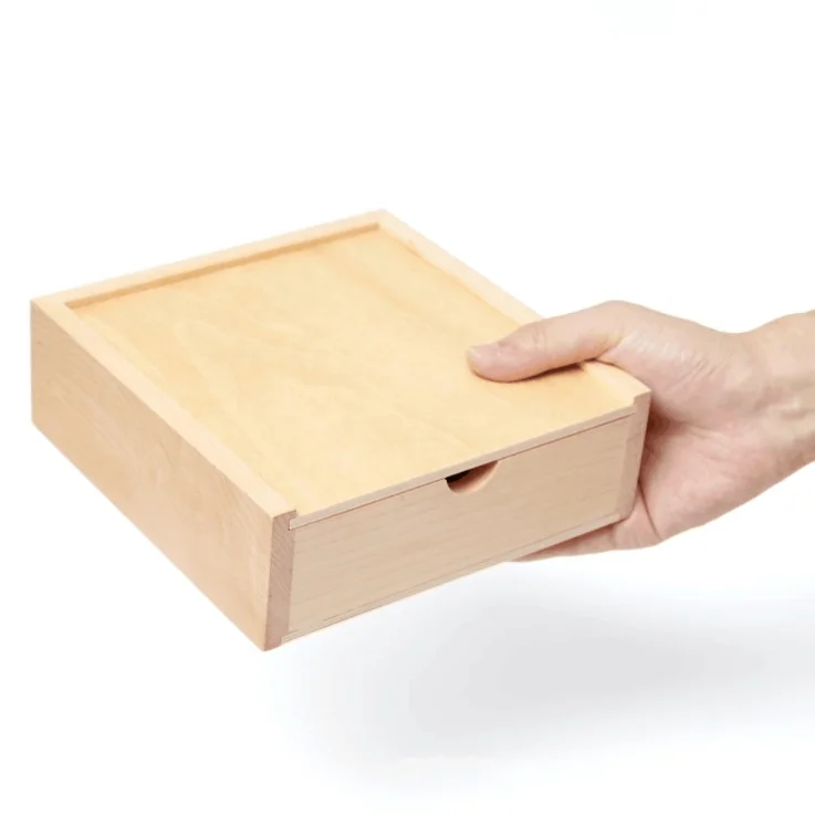 High quality nature color  paulownia wooden box with sliding lid