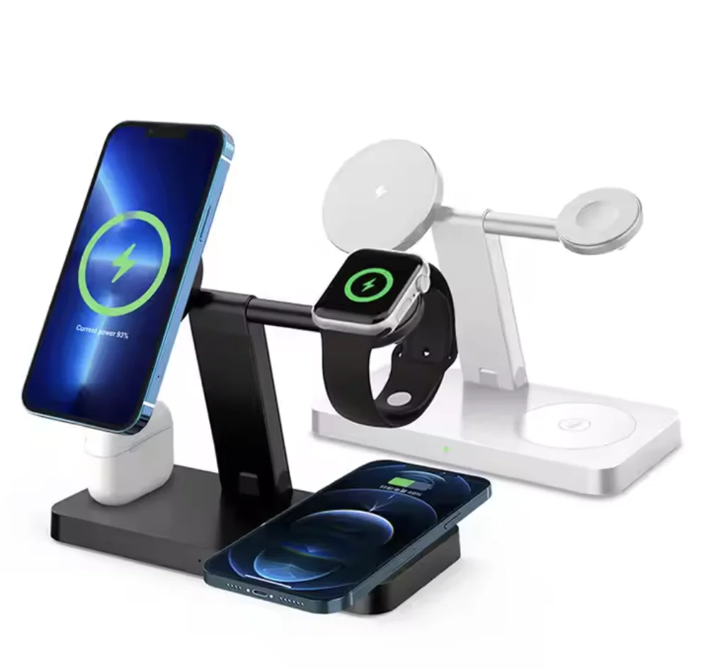 Новое портативное беспроводное зарядное устройство складной 15 Вт быстрая Беспроводная зарядка Стенд станция адаптер для путешествий Универсальный Магнитный 3 в 1 OEM