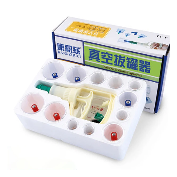 12-Cup Chinese Medical Myofascial Cupping Set with Different Sizes featuring Suction Technology