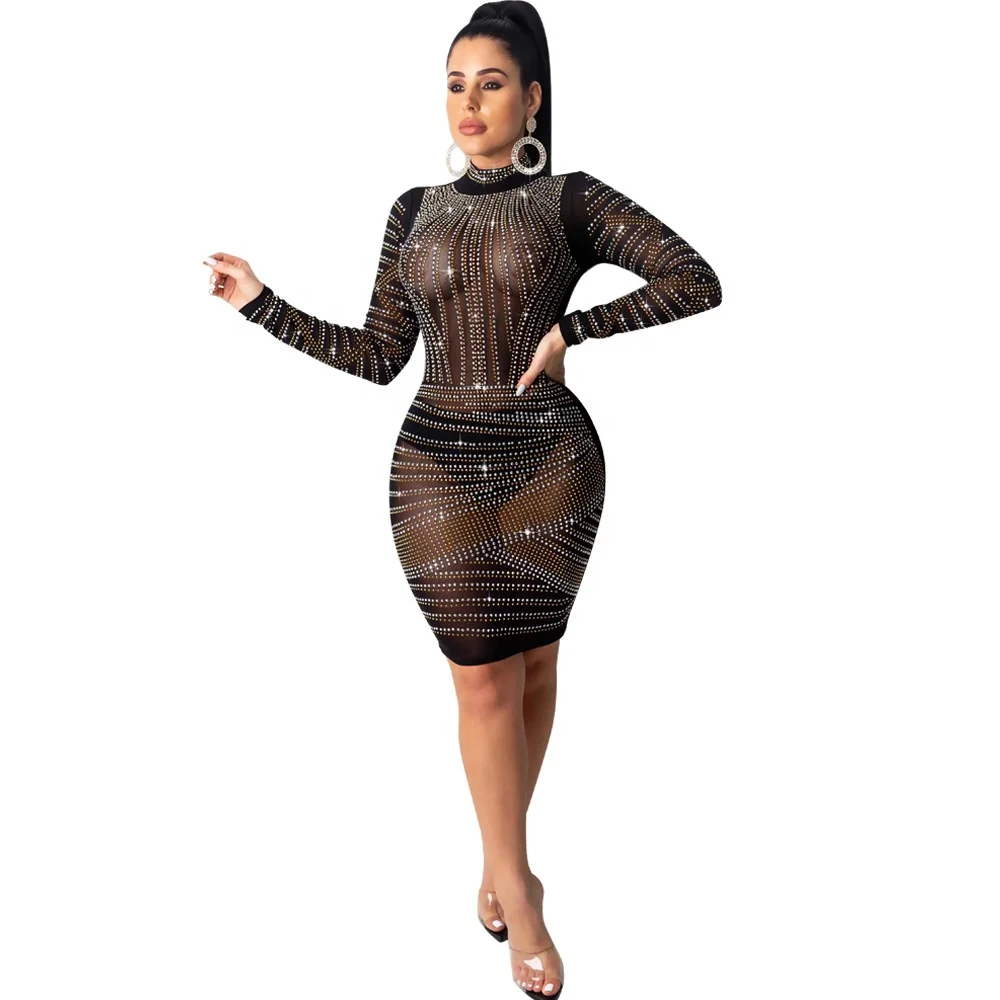 Оптовая продажа, женская летняя облегающая одежда для вечеринок, коллекция 2020, другое, quinceanera, Сетчатое ночное модное Черное Мини сексуальное платье для женщин