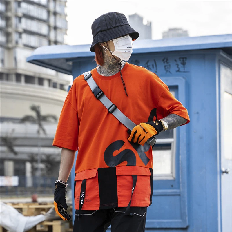 Custom Wholesale Street Style Hip Hop Men T-Shirt Half Sleeves T Shirt with Pocket
