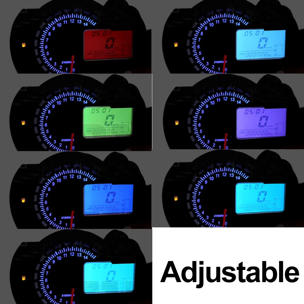Universal Motorcycle Meter Motorcycle Speedometer 7 Colors Moto Dashboard MAX 299KM/H LCD Digital Odometer
