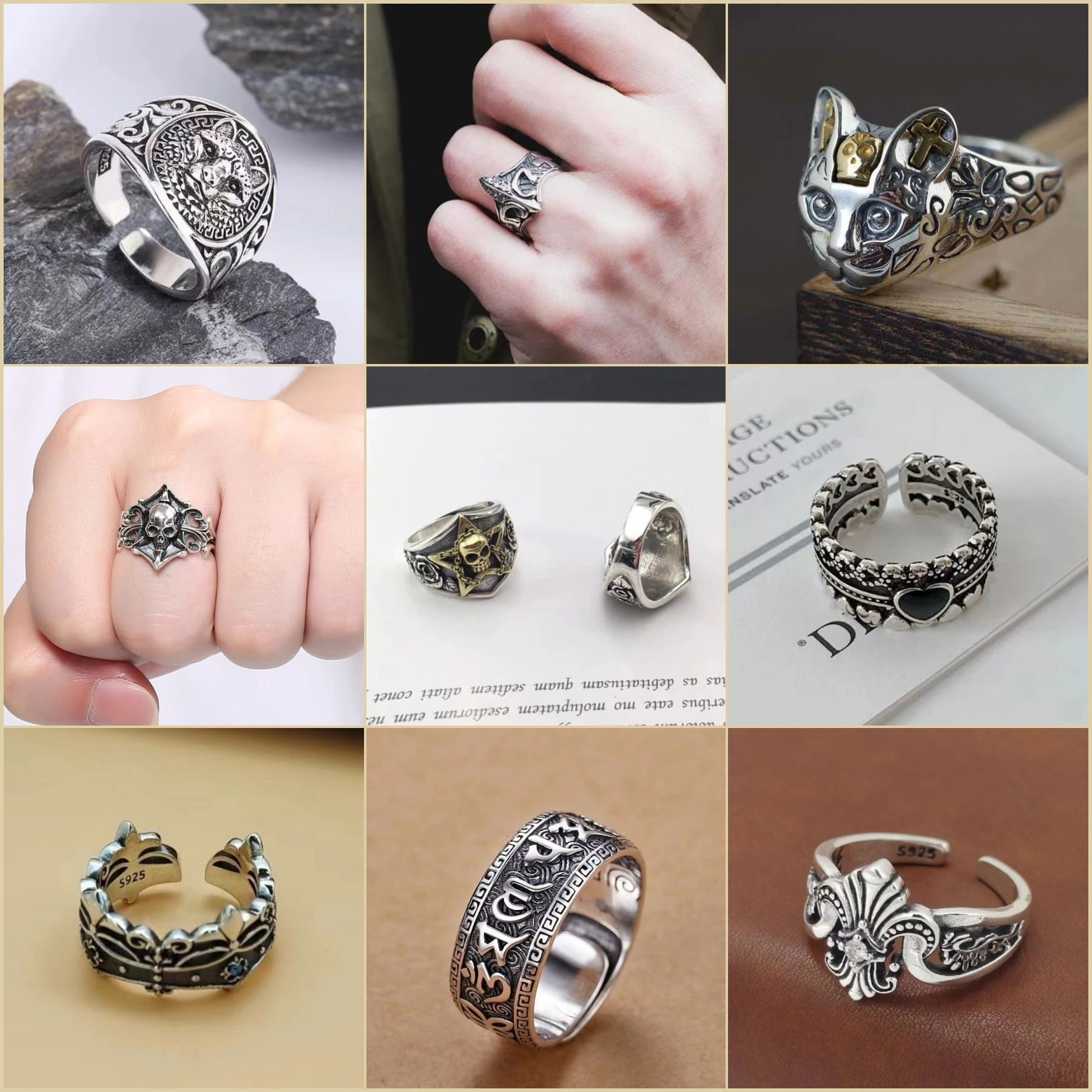 Hip Hop Retro Silver Classic Design Religious Faith Band Ring Adjustable Luxury Vintage Silver Cross Wrap Finger Ring For Man