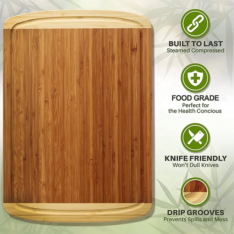 High Quality Wooden Cutting Board Kitchen Bamboo Chopping Board Multifunctional  Wood Butcher Block With Juice Groove